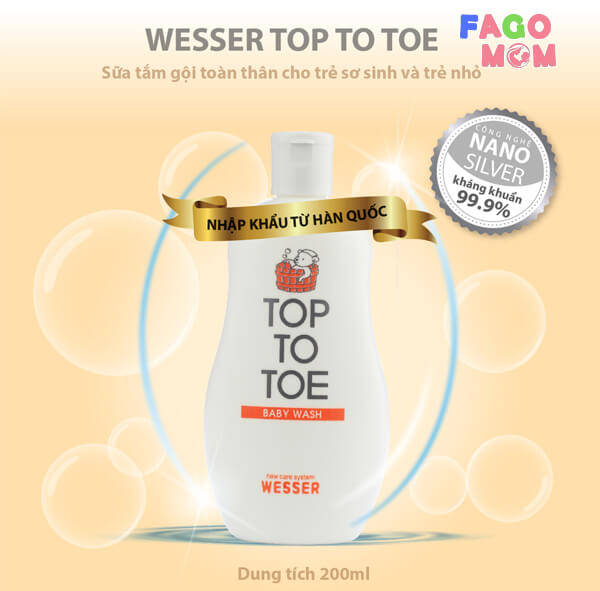 Sữa tắm cho trẻ Top To Toe Wesser Nano Silver: