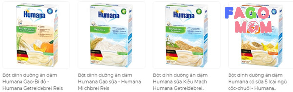 4 loại bột ăn dặm Humana